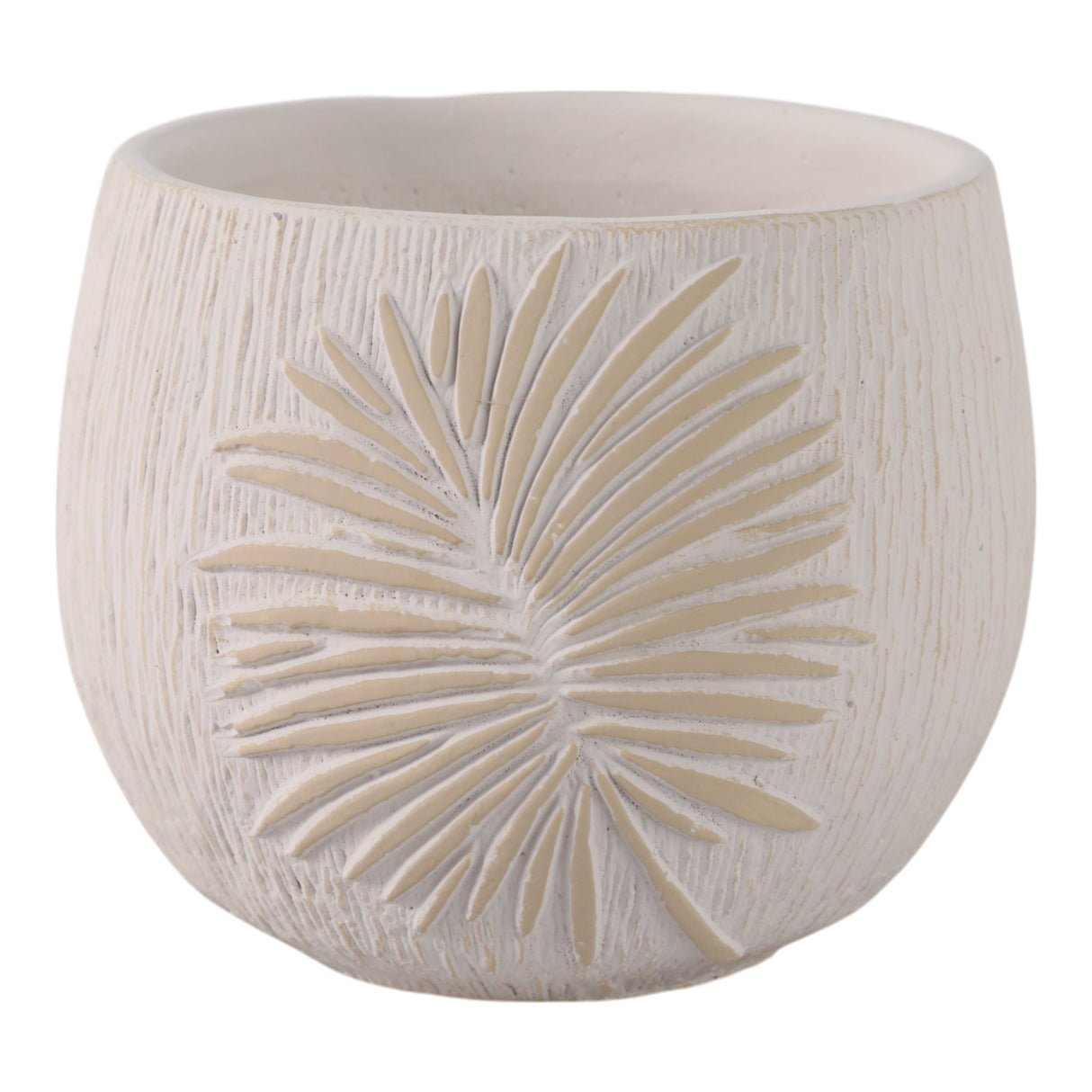 6" Pampas On Rounded Planter, Ivory