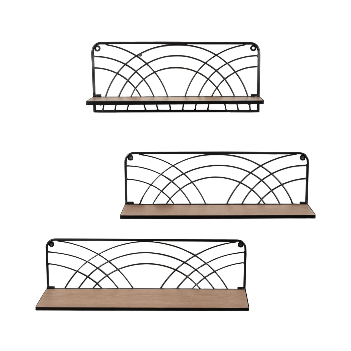 S/3 19/21/24" Wall Shelves, Natural/black