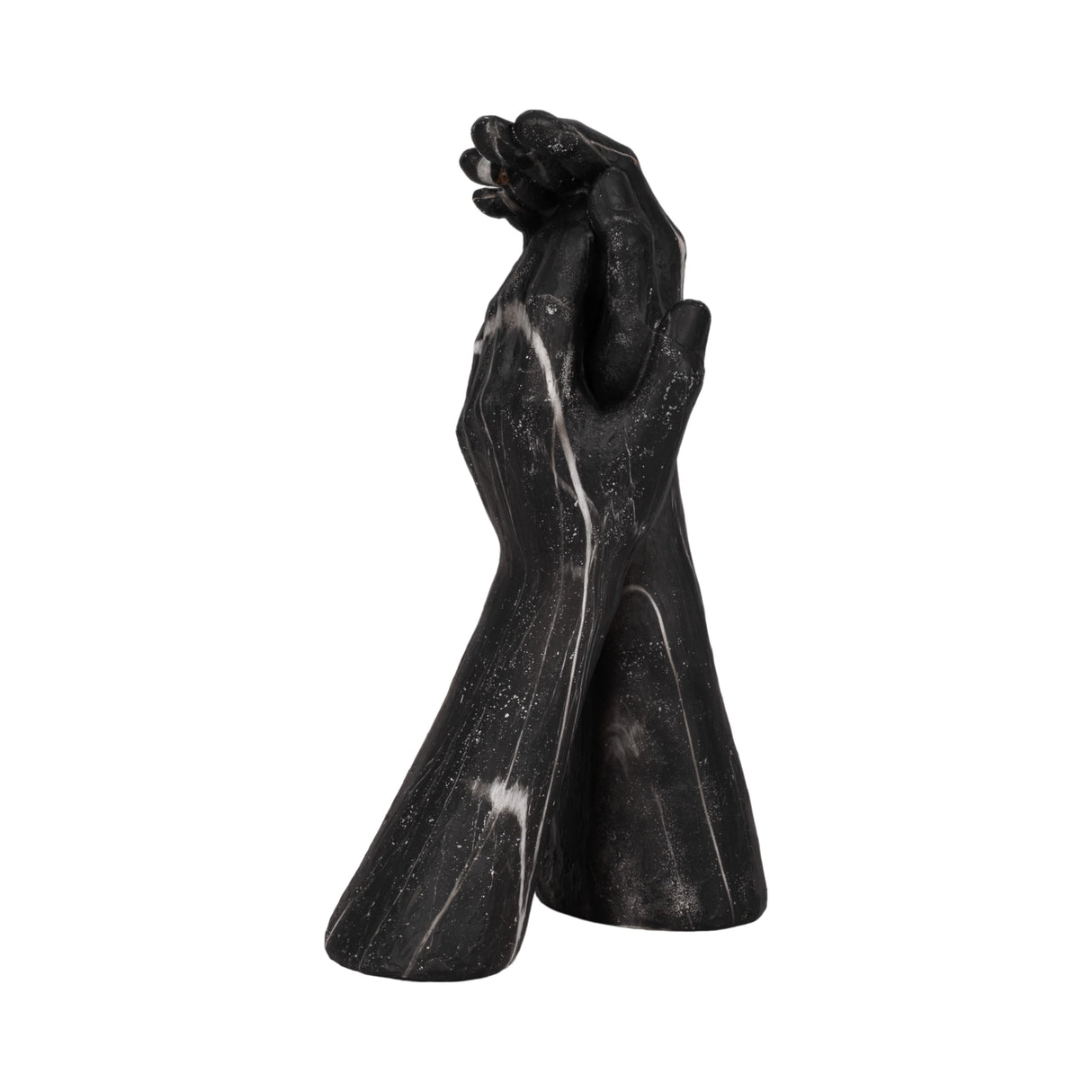 13" Marbled Hands Sculpture, Black/white