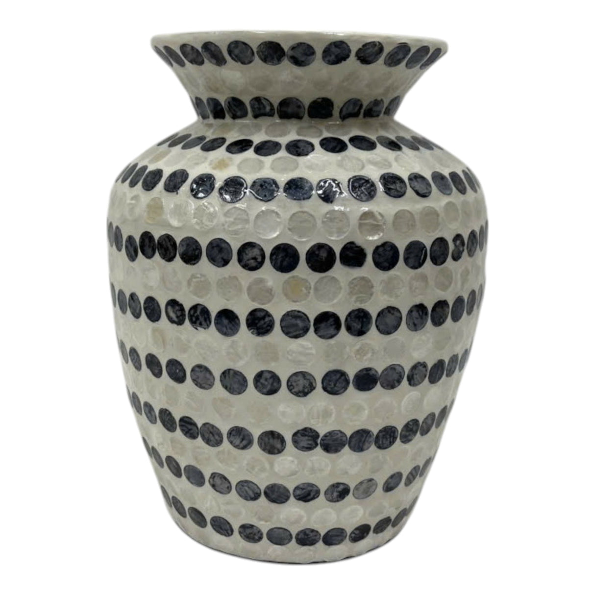 12x9" Capiz Dots Vase, Ivory/blue