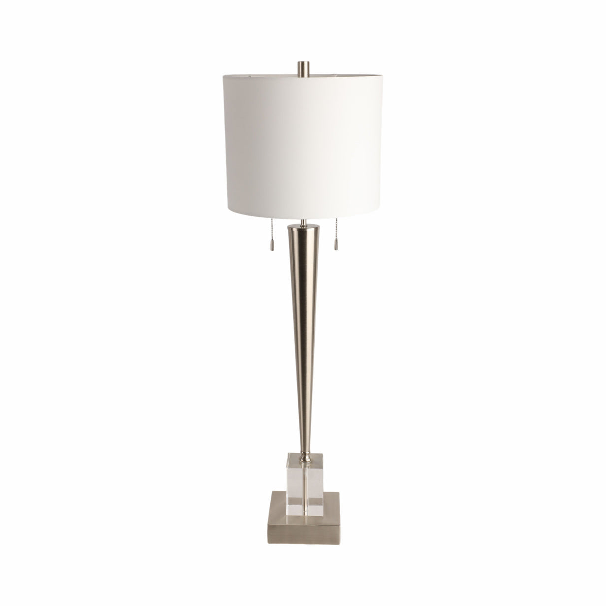36" Carmelo Crystal Buffet Table Lamp, Silver/whit