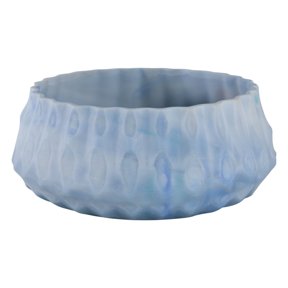 12" Warwick Blue Carved Glass Bowl