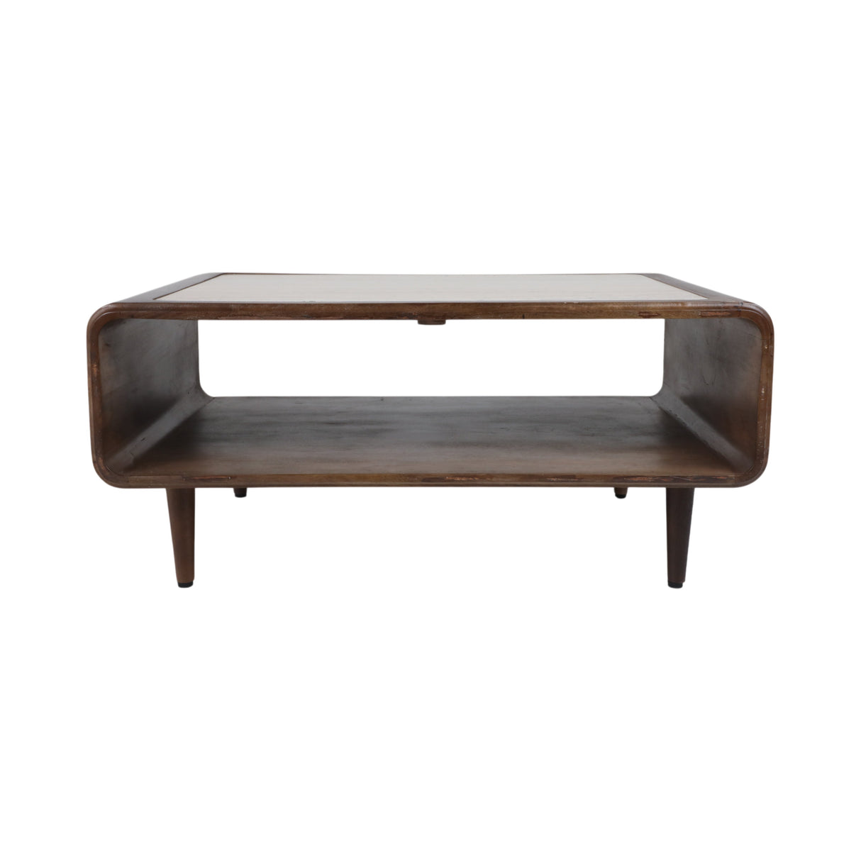 36x24" Travertine Inlay Coffee Table, Brown