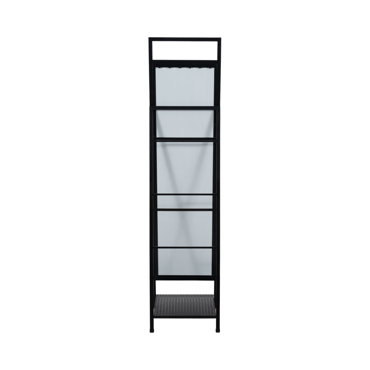 63" Standing Mirror W/ Hooks, Black