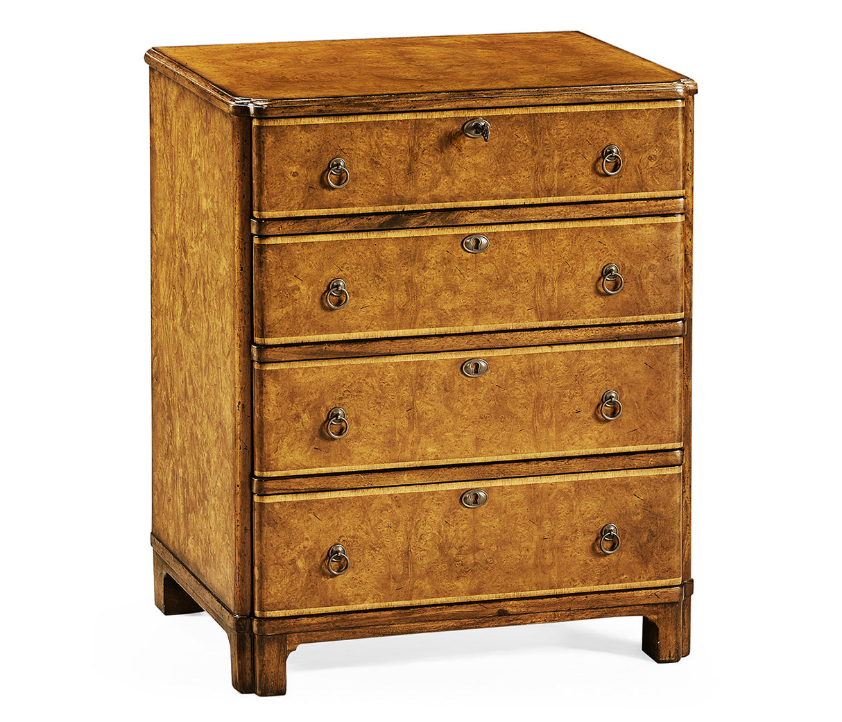 Windsor Collection - Windsor Walnut Bow Front Chest of Four Drawers