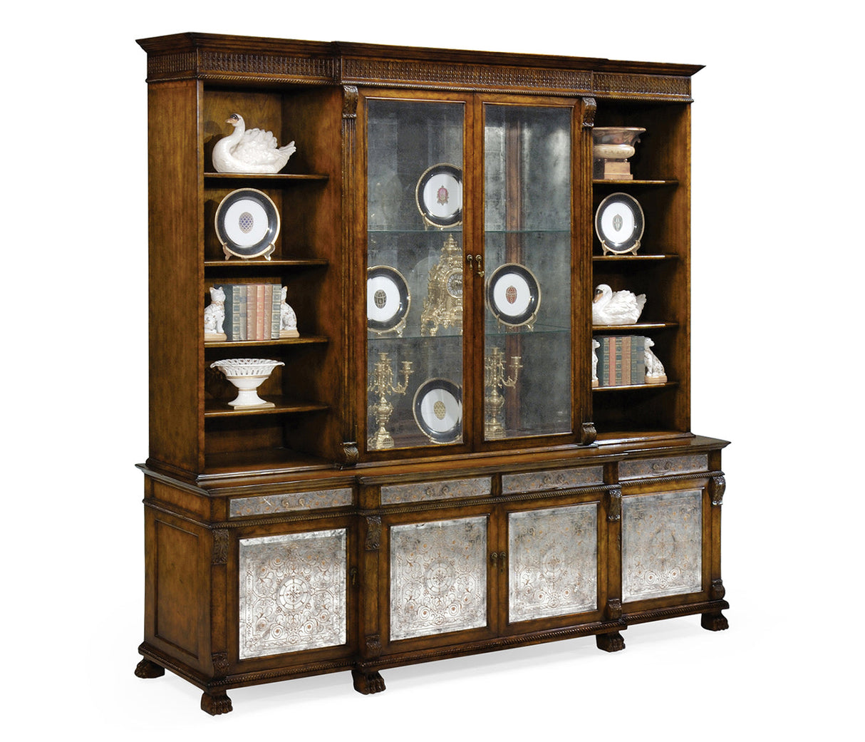 Windsor Collection - Large Breakfront Walnut & Églomisé Cabinet