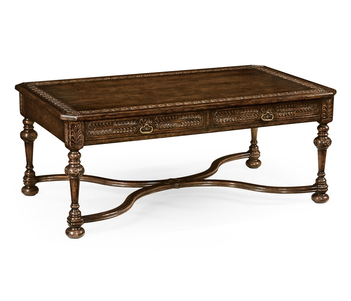 Sherwood Oak Collection - Chip Carved Dark Oak Rectangular Coffee Table