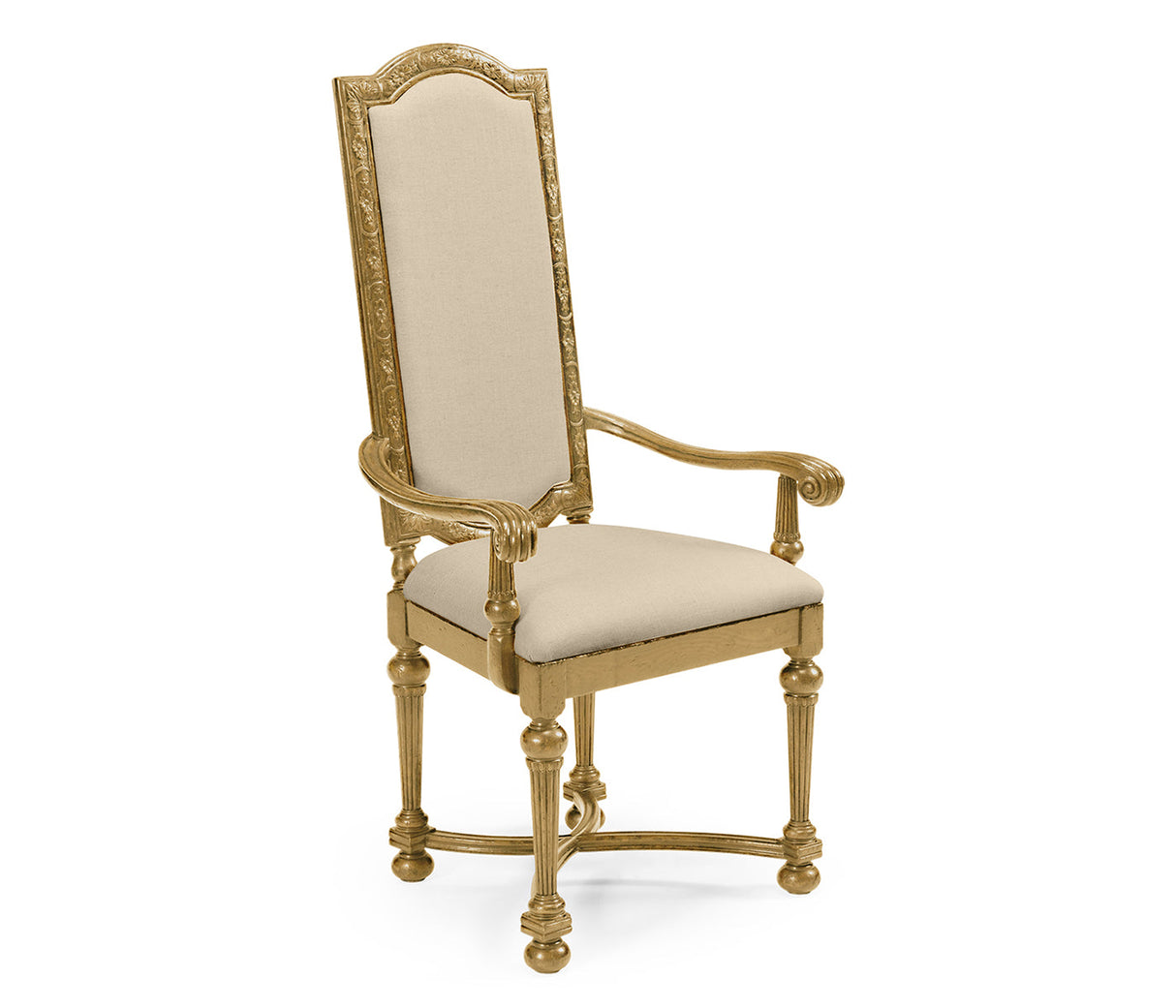 Sherwood Oak Collection - Jacobean Style Natural Oak Upholstered Back Arm Chair