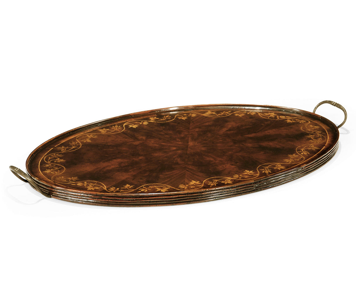 Buckingham Collection - Oval Mahogany Tray with Floral Inlay