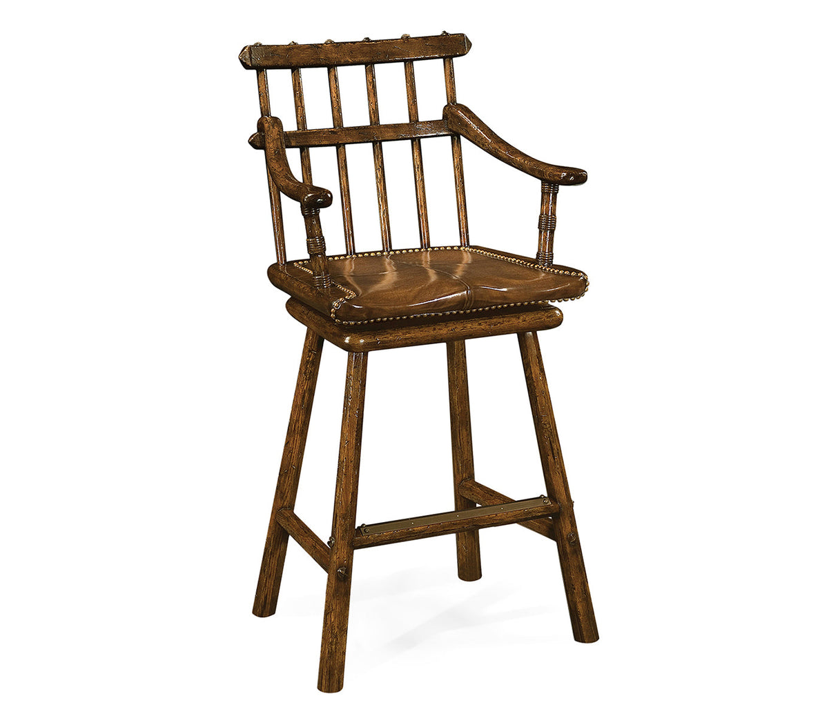 Sherwood Oak Collection - Rustic Dark Oak Arm Bar Stool