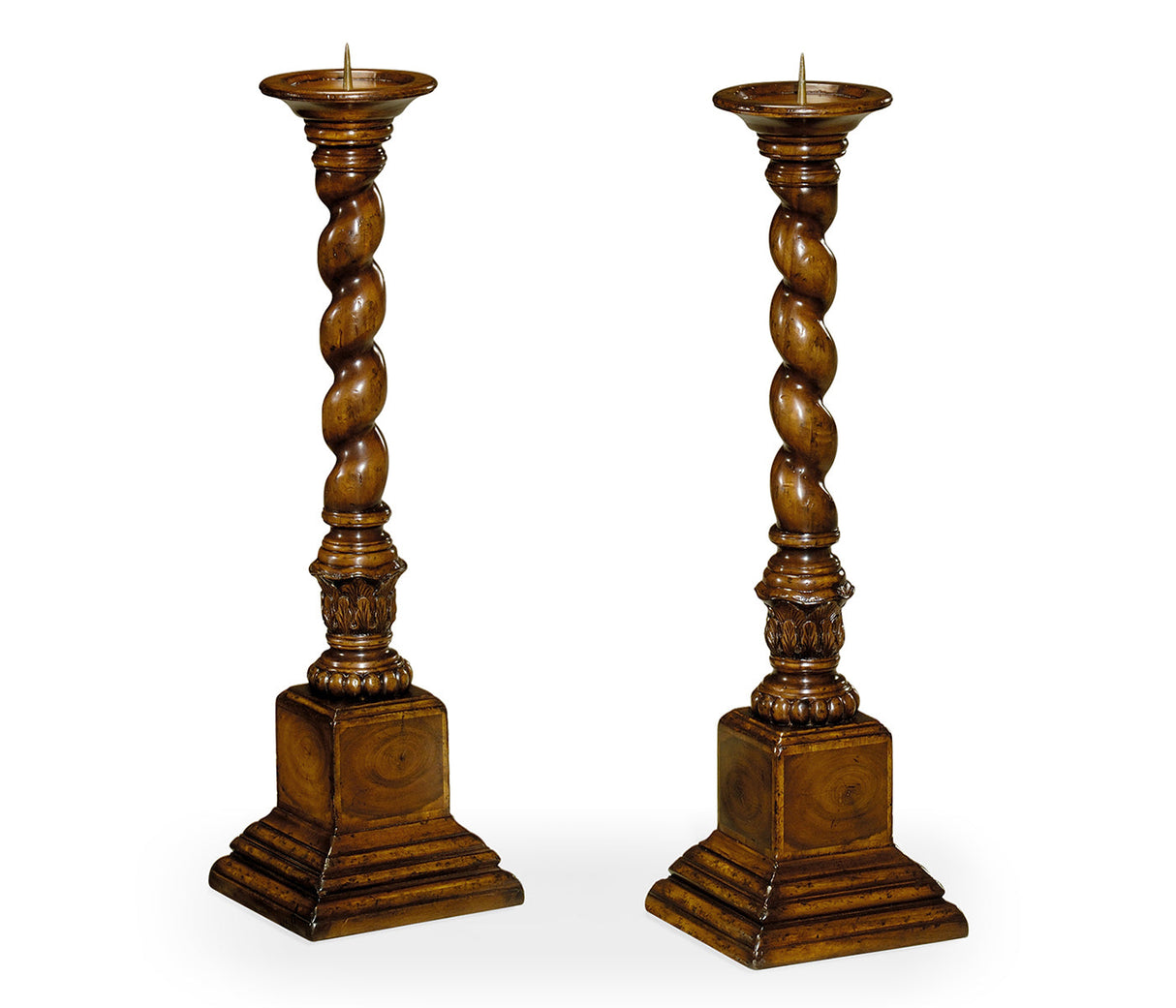 Windsor Collection - Pair of Tall Walnut & Oyster Candlesticks