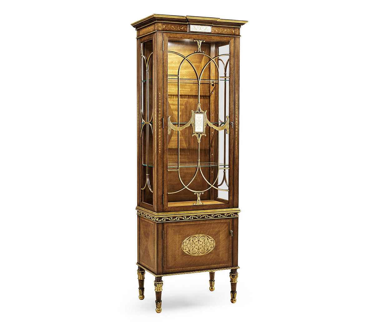 Versailles Collection - Narrow Satinwood Display Cabinet