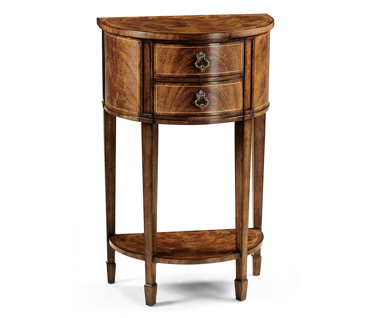 Windsor Collection - Crotch walnut demilune narrow tables