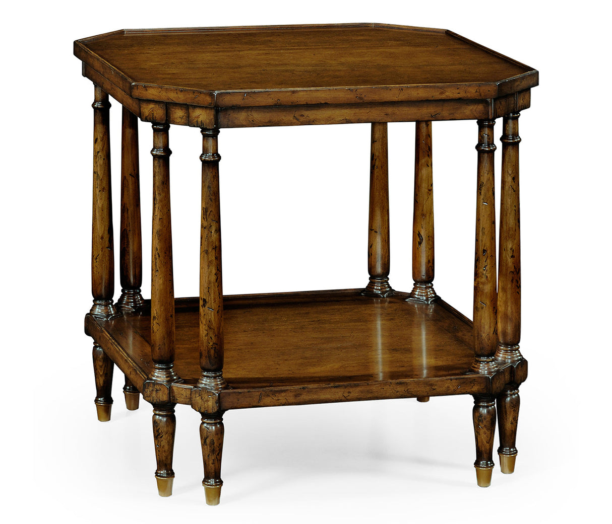 Windsor Collection - Square Walnut Side Table with Brass Capped Feet