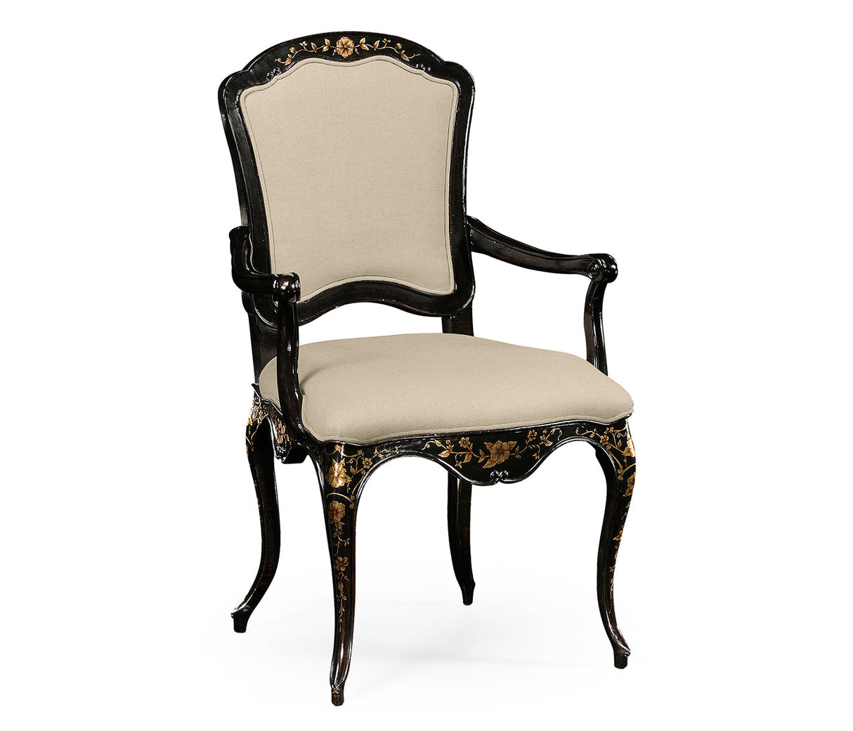 Kensington Collection - Black & Gilded Floral Arm Chair