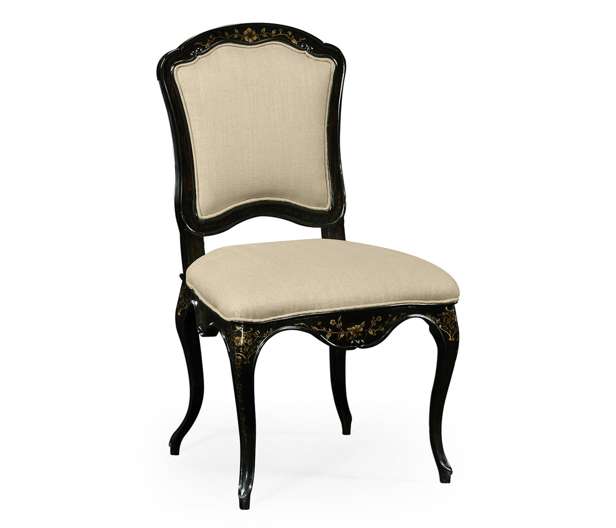 Kensington Collection - Black & Gilded Floral Side Chair