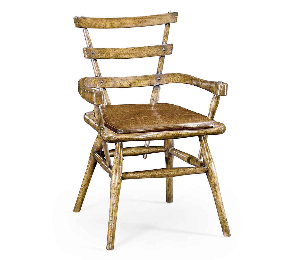 Sherwood Oak Collection - Country Style Natural Oak Arm Chair with Cushion