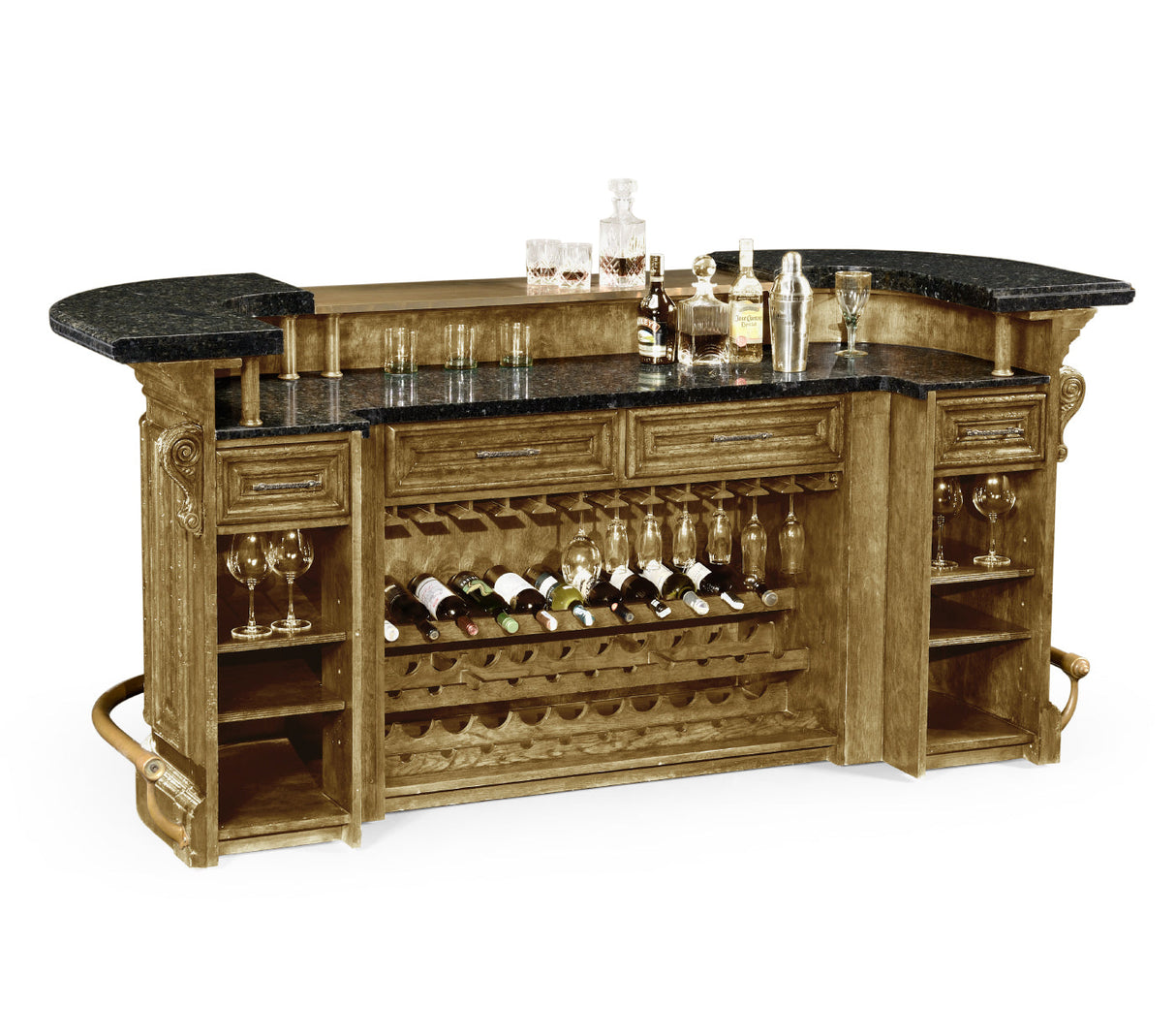 Sherwood Oak Collection - Linenfold Natural Oak Home Bar