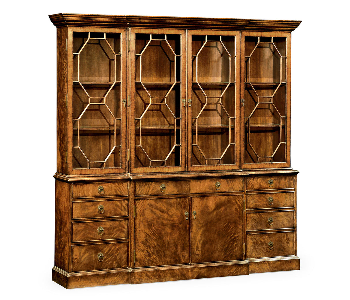 Windsor Collection - Triple Walnut Display Cabinet with Octagonal Glazing Bars