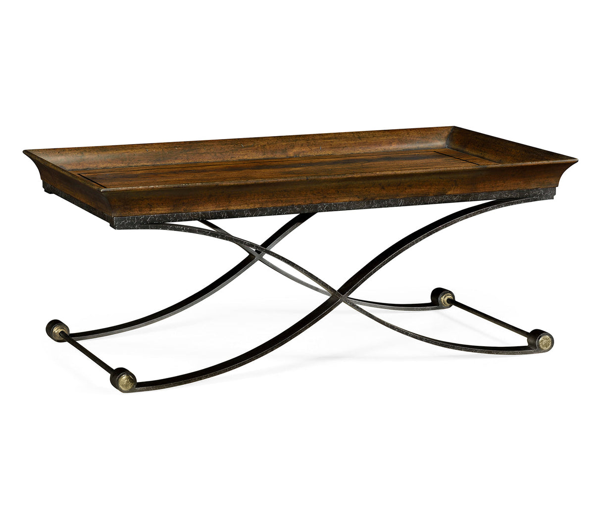 Brompton Collection - Brown mahogany coffee table with antique iron base