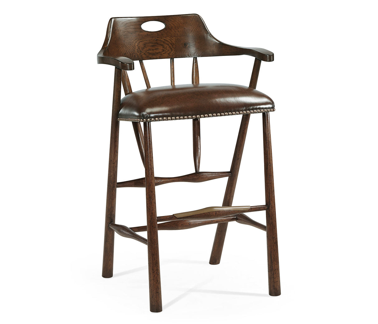 Sherwood Oak Collection - Smokers Style Dark Oak Bar Stool