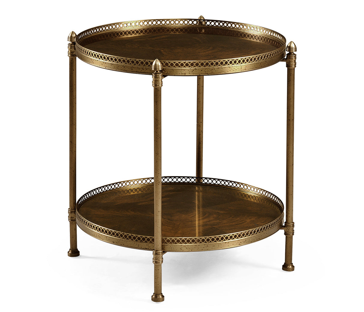 Brompton Collection - Round Light Brown Mahogany & Brass End Table