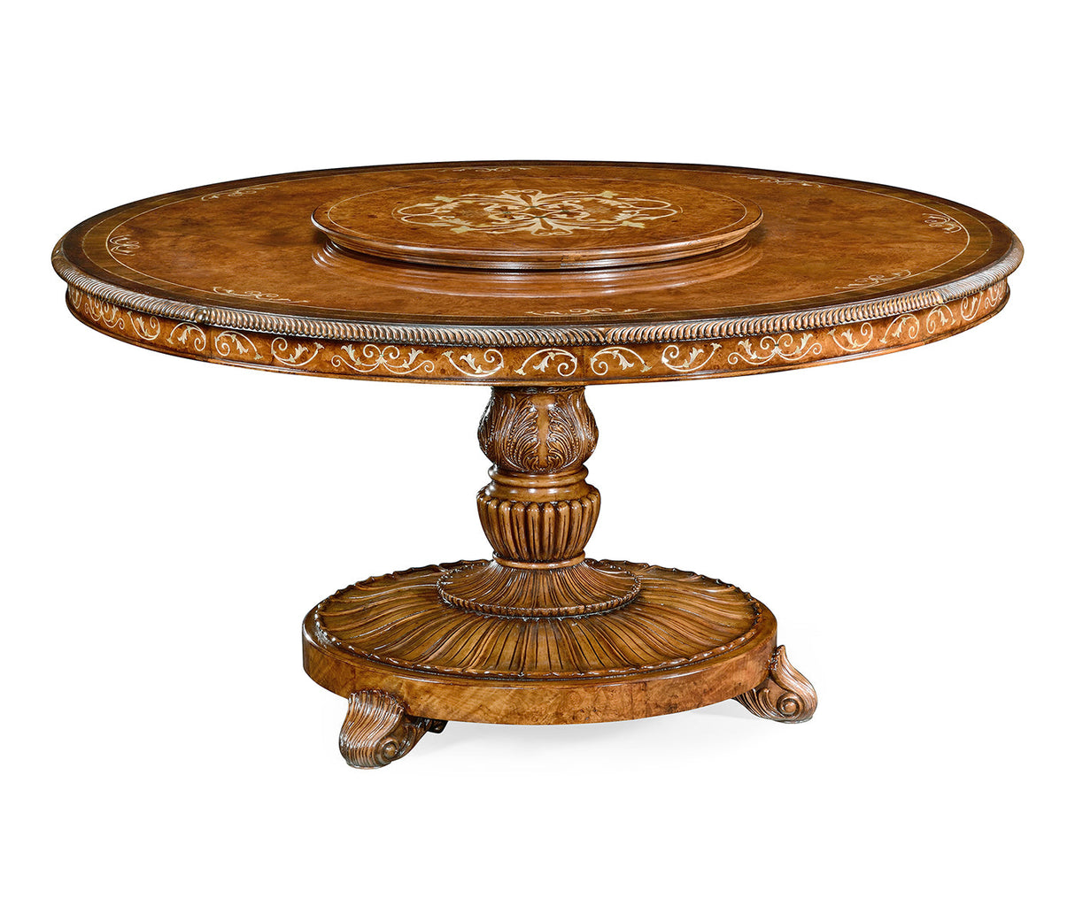 Duchess Collection - 59" Burl & mother of pearl 59" round dining table (Lazy susan)