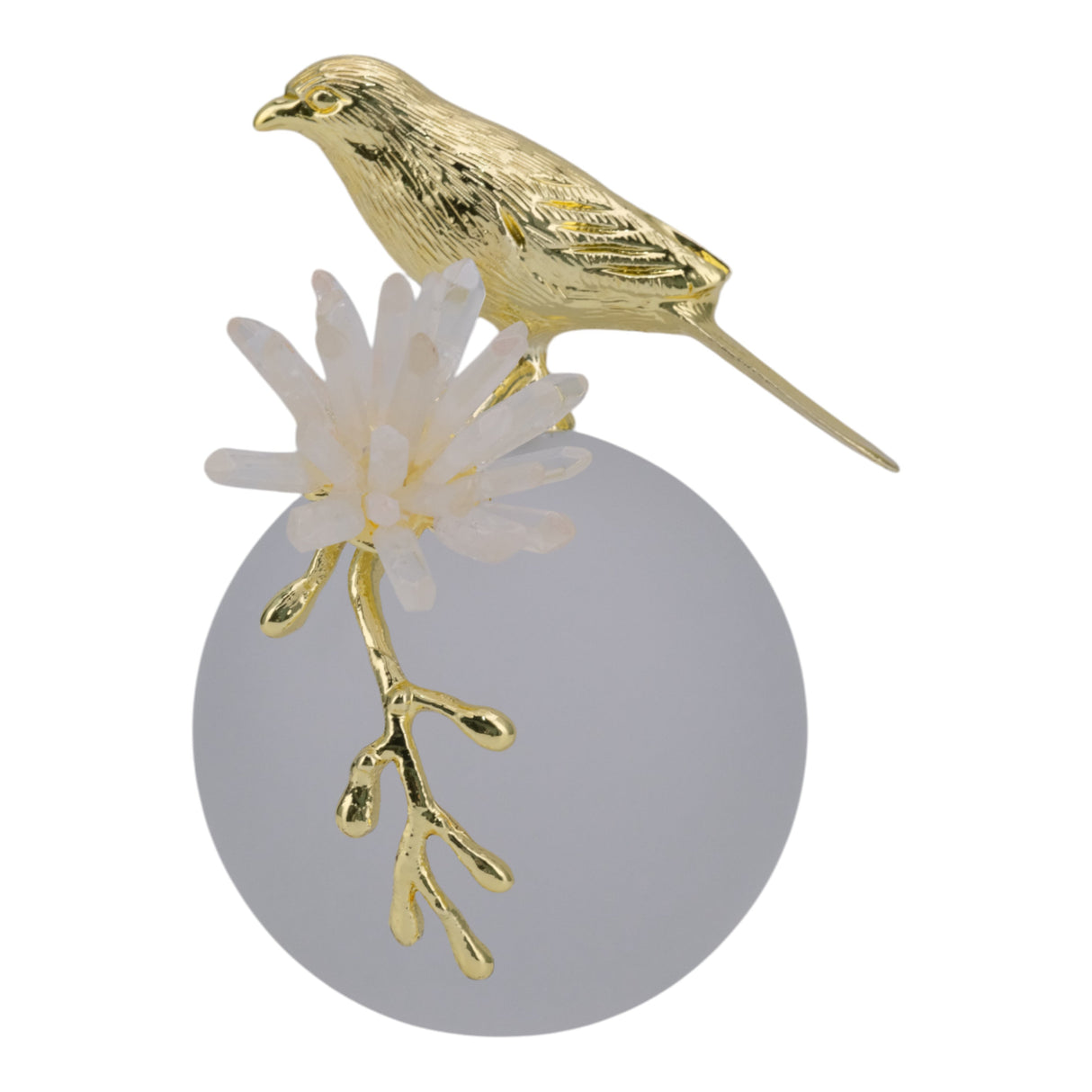 7" Madilynn  Crystal Sphere Metal Bird Statuary