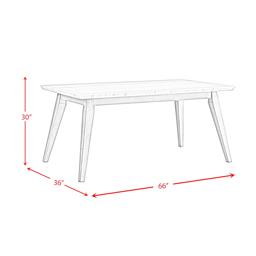 Bette Dining Table W/White Marble Top In White E