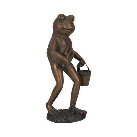 11" Gardening Frog, Bronze