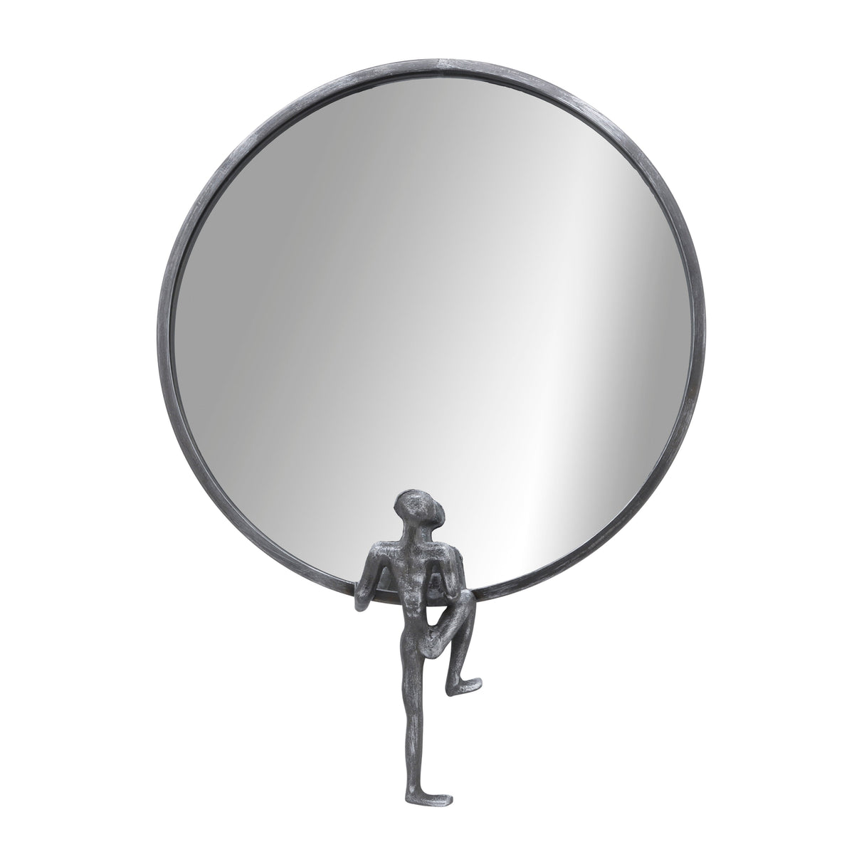 METAL, 24"H, MIRROR WITH MAN DECO, BLACK