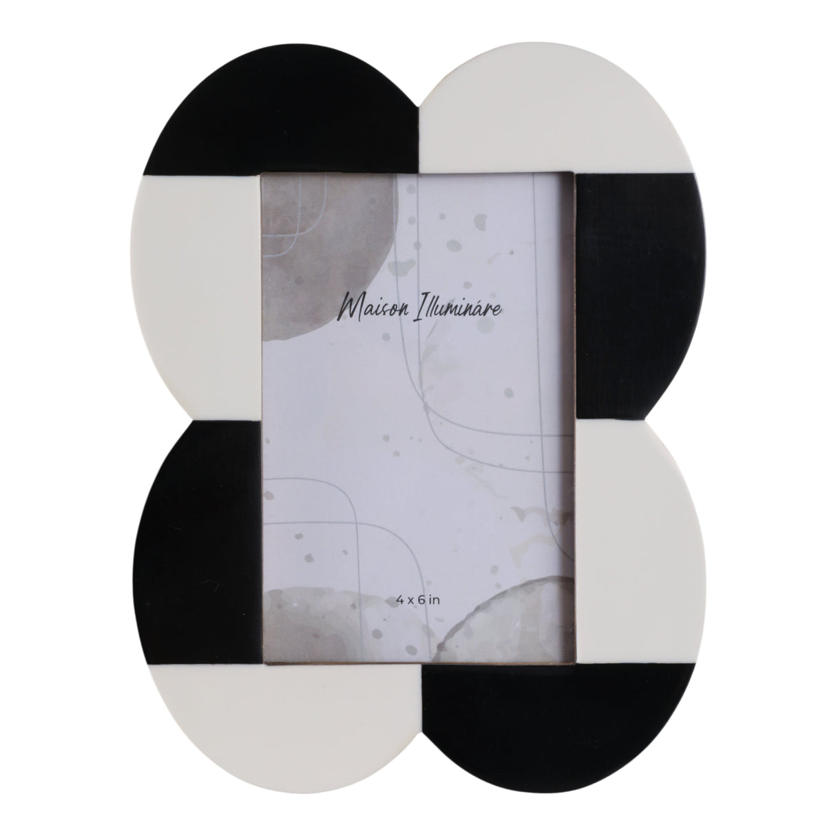 4x6 Large Scallop Photo Frame, Black/white