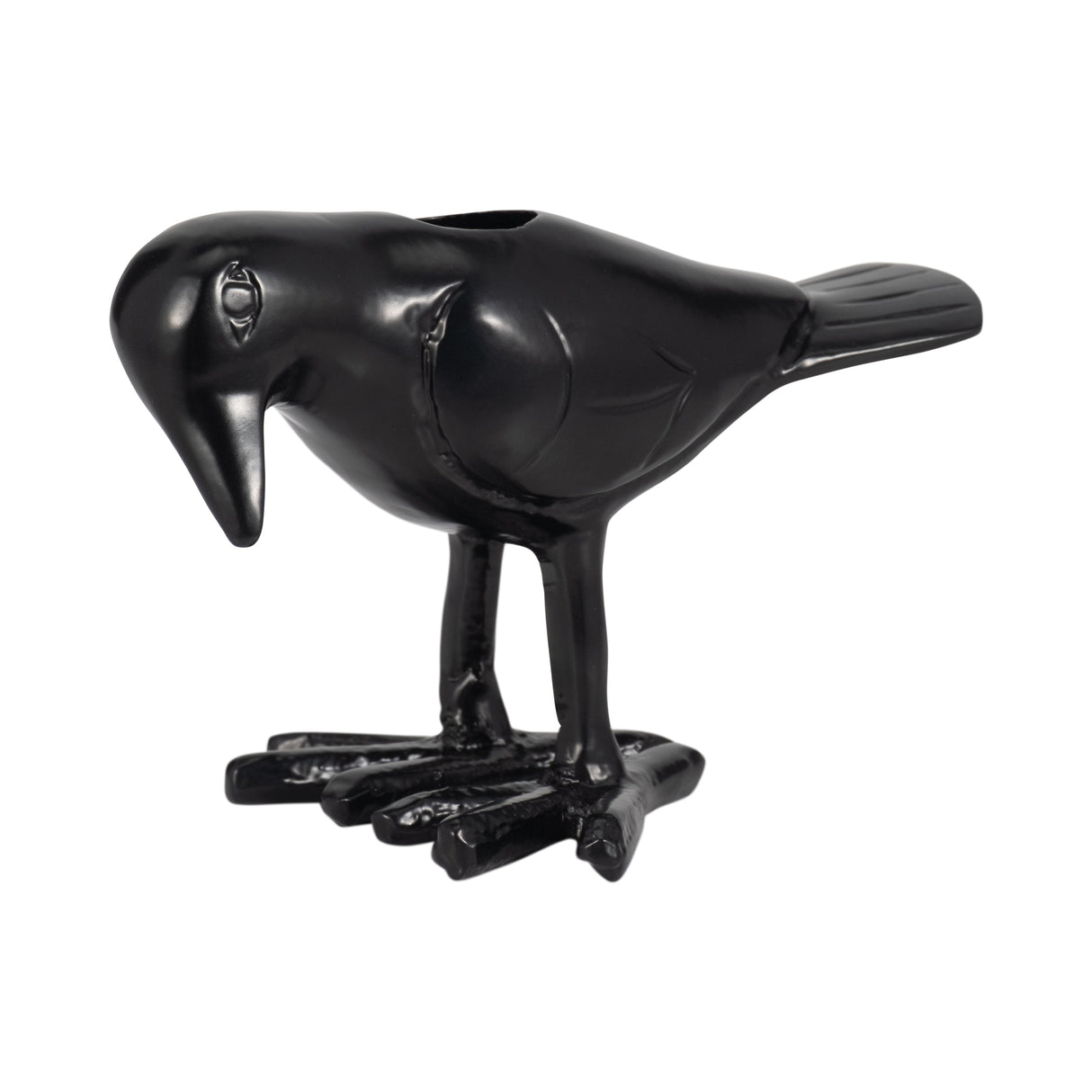 6" Crow Taper Candle Holder, Black