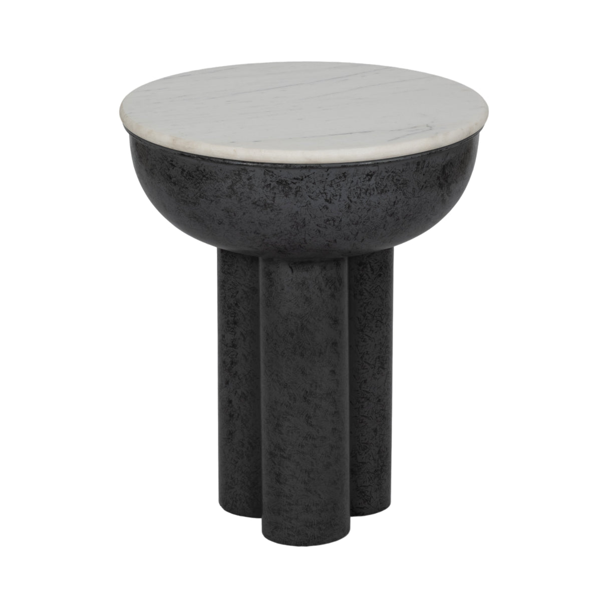 20" Chunky Leg Accent Table Marble Top, White/blk