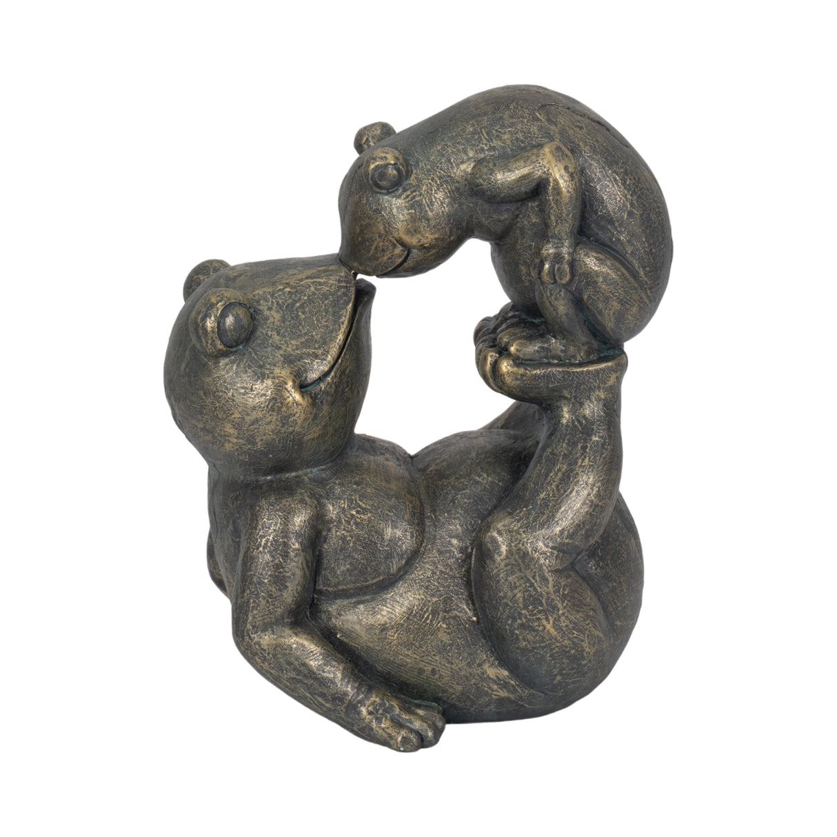 14" Frog Parent And Child Playing, Bronze