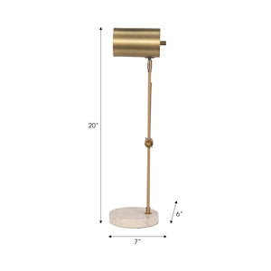 20" Zonda Travertine Table Lamp, Gold