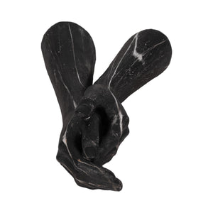 13" Marbled Hands Sculpture, Black/white