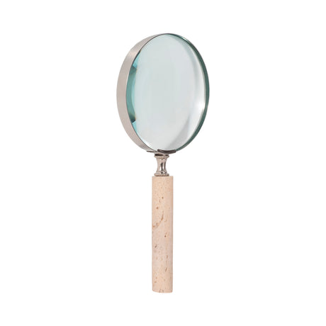 4" Travertine Handle Magnifying Glass, Tan