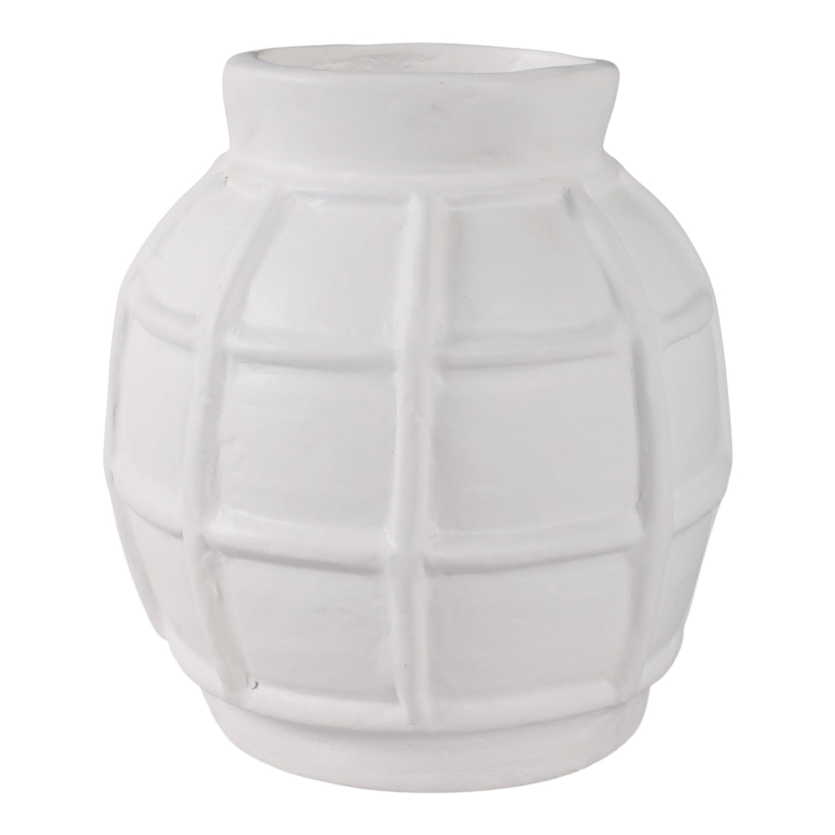 11x11" Windowpane Paper Mache Vase, White