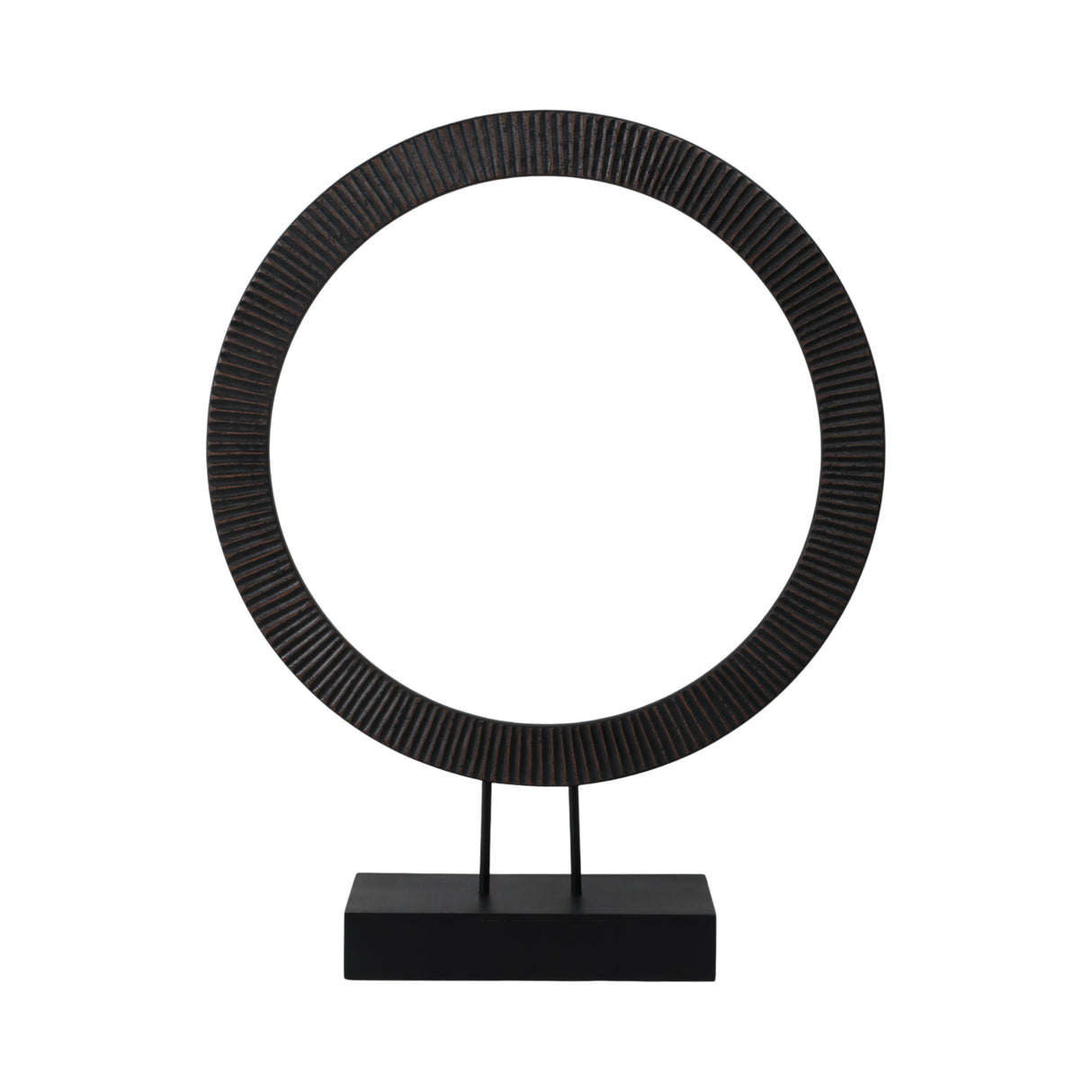 30" VOLTA LARGE BLACK WOOD RING STATUARY