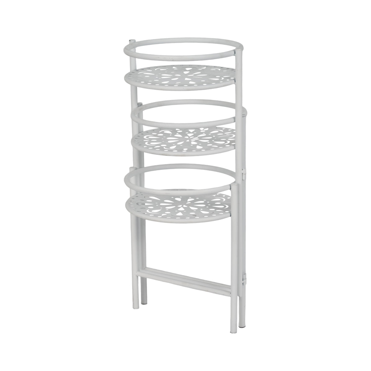 Metal, 22" Folding 3-tier Plant Stand, White