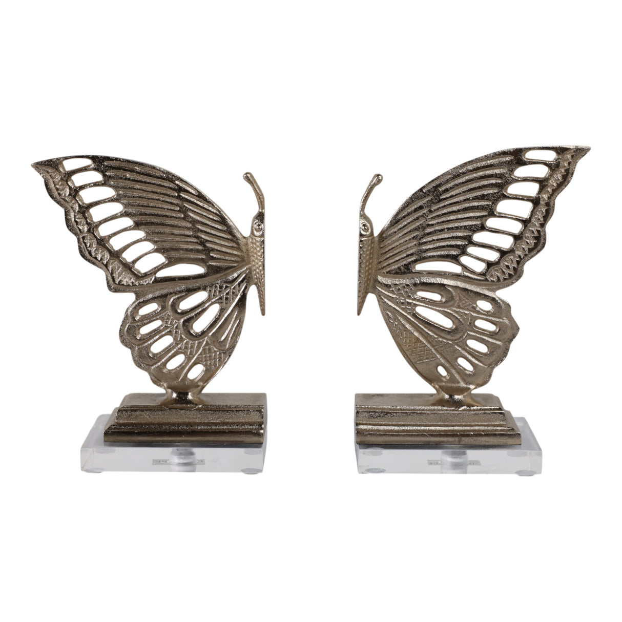 S/2 13" Clarke Butterfly Bookends, Gold