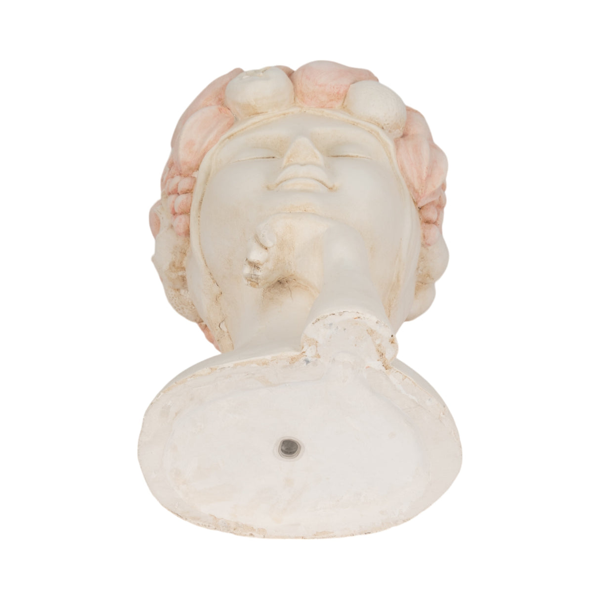 18" Lady With Flower Crown Planter, White/pink