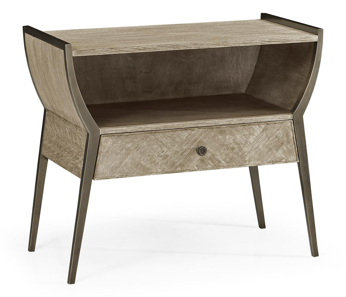 JC Modern - Corniche Collection - Rectangular Grey Oak Bedside Table