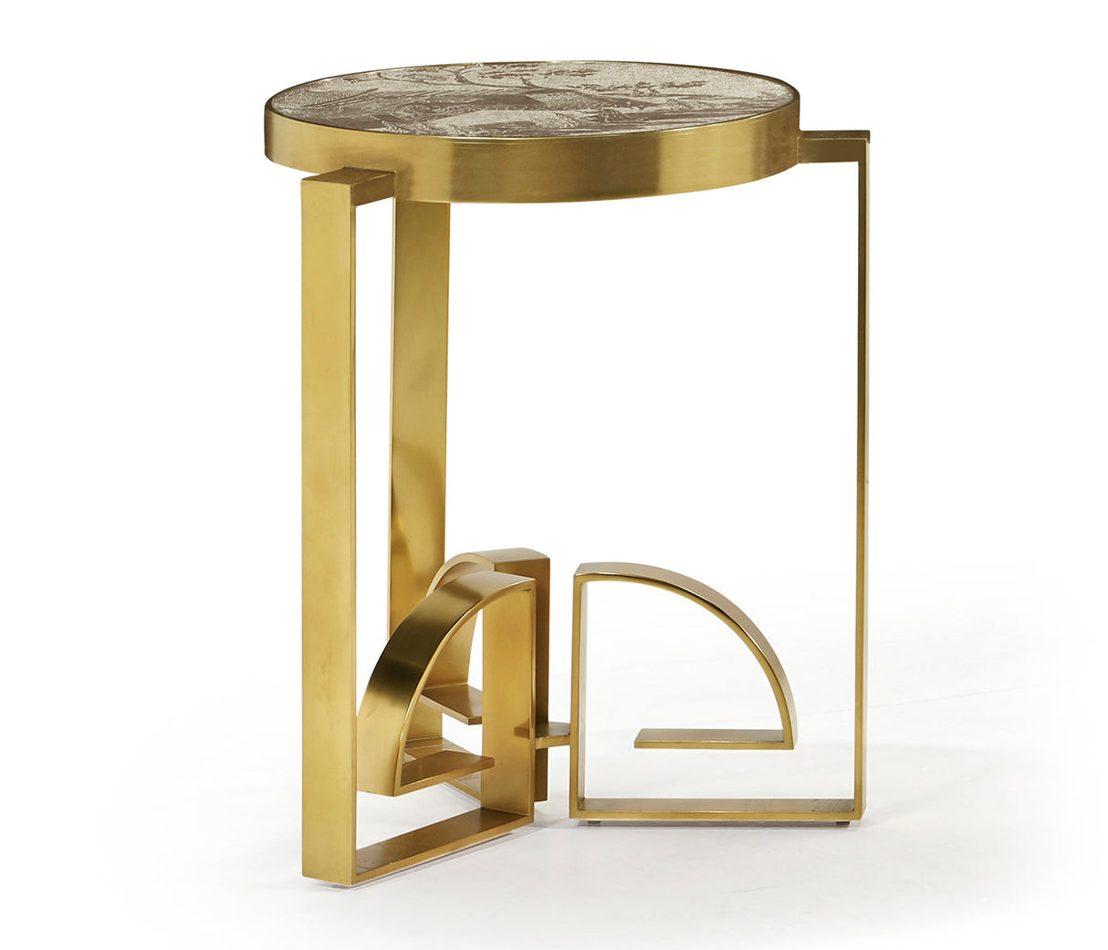 JC Modern - Fusion Collection - SMALL BASE ONLY of the Fusion Chinoiserie Antique Etched Brass Dining Table