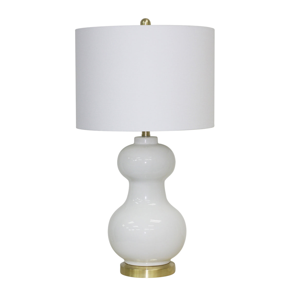 CERAMIC 30" DOUBLE BALL TABLELAMP, IVORY