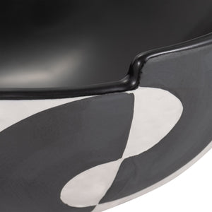 12" Contemporary Deep Bowl, Black/white