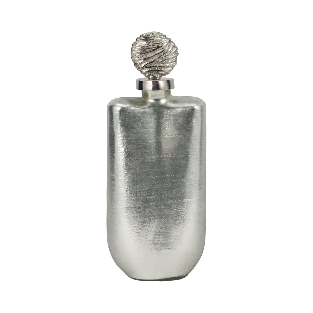 GLASS, 16" METALLIC BOTTLE ORB TOPPER, SILVER