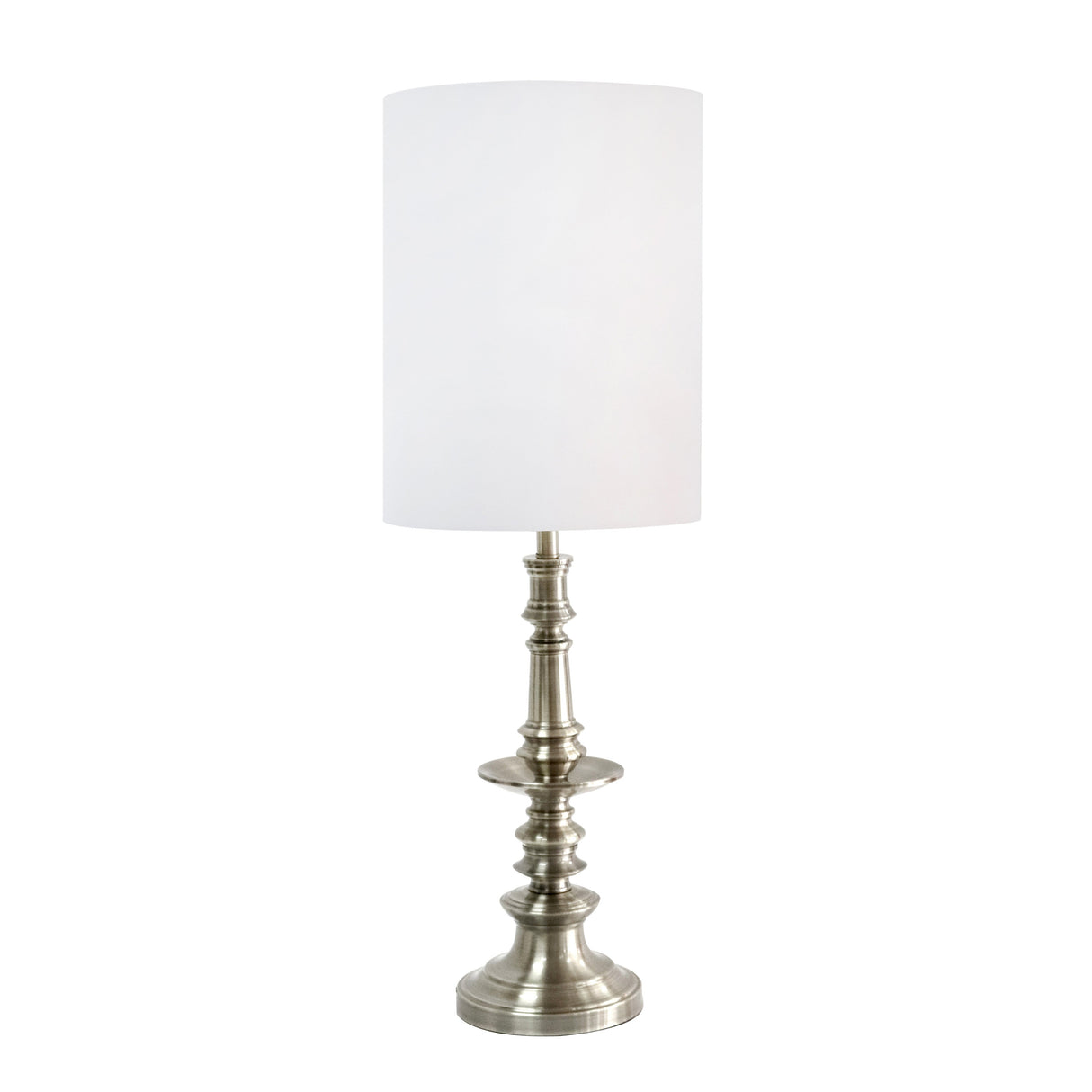 METAL 40" TURNED BASE TABLE LAMP, NICKEL