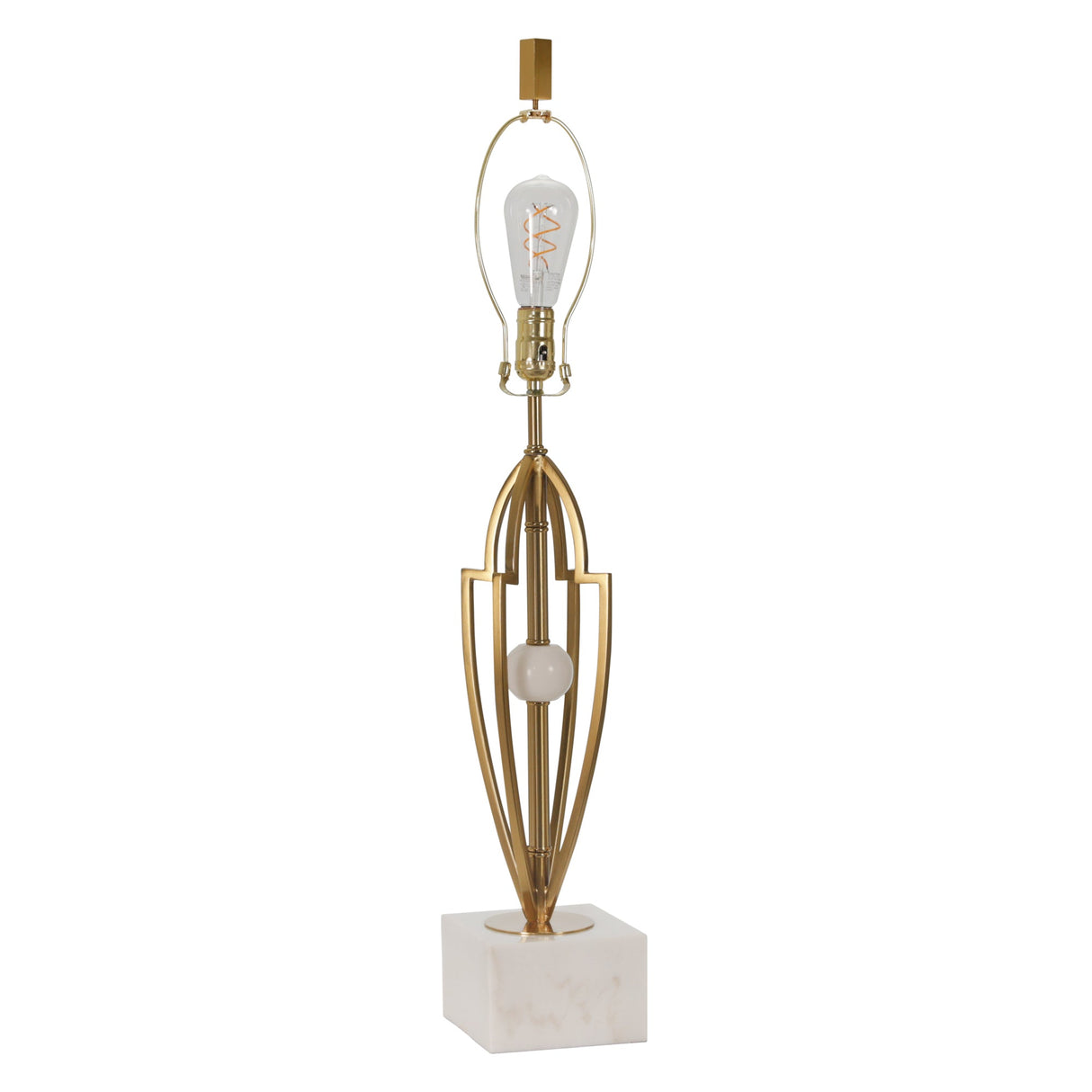 METAL 33.5" TABLE LAMP WITH WHITE MARBLE BASE,GOLD